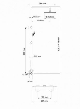 Душевая стойка WasserKRAFT A13302 хром